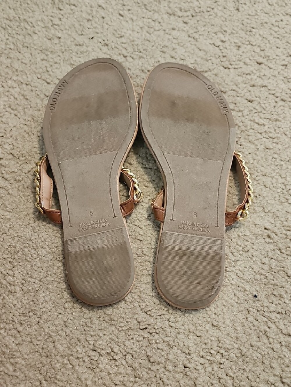 Old Navy Tan Thong Sandals with Gold Chain - Picture 2 of 2